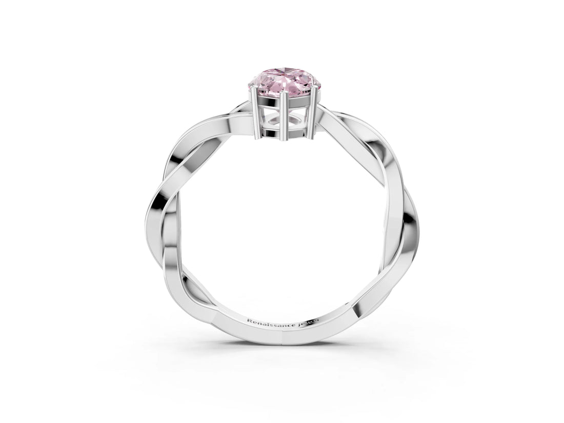 White gold Fancy Pink Marquise  Solitaire Twisted Pave Diamond Ring with Four-Prong Setting_34