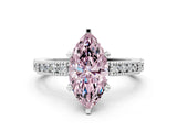 White gold Fancy Pink Marquise  Solitaire with Pavé Band and Four-Prong Setting_330