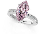 White gold Fancy Pink Marquise  Solitaire with Pavé Band and Four-Prong Setting_331