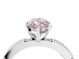 White gold Fancy Pink Marquise  Solitaire with Pavé Band and Four-Prong Setting_334