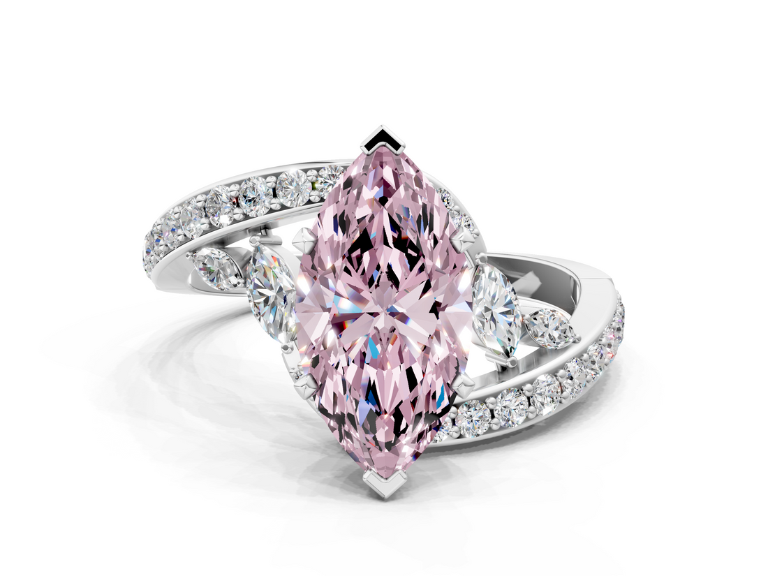 White gold Fancy Pink Marquise  Solitaire with Pavé Twist Band and Four-Prong Setting_55