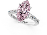 White gold Fancy Pink Marquise  Solitaire with Side Baguettes and Channel Set Band_84