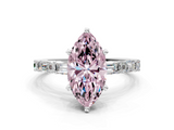 White gold Fancy Pink Marquise  Solitaire with Side Baguettes and Channel Set Band_84