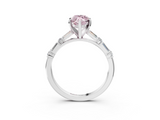 White gold Fancy Pink Marquise  Solitaire with Side Baguettes and Channel Set Band_86