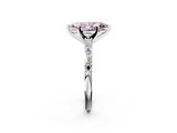White gold Fancy Pink Marquise  Solitaire with Side Baguettes and Channel Set Band_86
