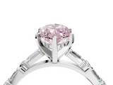 White gold Fancy Pink Marquise  Solitaire with Side Baguettes and Channel Set Band_88
