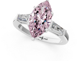 White gold Fancy Pink Marquise  Solitaire with Tapered Baguette Side Stones on a Classic Band with Four-Prong Setting_113