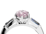 White gold Fancy Pink Marquise  Solitaire with Tapered Baguette Side Stones on a Classic Band with Four-Prong Setting_116
