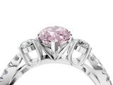 White gold Fancy Pink Marquise  Three-Stone Diamond Ring with Pavé Split Shank and Four-Prong Setting_100