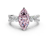 White gold Fancy Pink Marquise  Three-Stone Diamond Ring with Pavé Split Shank and Four-Prong Setting_96
