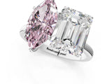 White gold Fancy Pink Marquise  and Emerald Cut Toi Moi Ring with Prong Setting_48