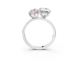 White gold Fancy Pink Marquise  and Emerald Cut Toi Moi Ring with Prong Setting_49