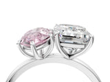 White gold Fancy Pink Marquise  and Emerald Cut Toi Moi Ring with Prong Setting_50
