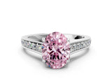 White gold Fancy Pink Oval  Brilliant Cut Diamond Engagement Ring with Pavé Band and Four-Prong Setting_48