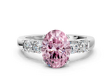 White gold Fancy Pink Oval  Brilliant Cut Diamond Five-Stone Prong Set Engagement Ring with Channel Band_3