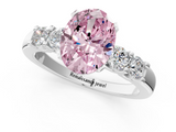 White gold Fancy Pink Oval  Brilliant Cut Diamond Five-Stone Prong Set Engagement Ring with Channel Band_4