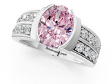 White gold Fancy Pink Oval  Brilliant Diamond Channel Set Wide Band Ring with Bezel Setting_21