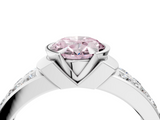 White gold Fancy Pink Oval  Brilliant Diamond Channel Set Wide Band Ring with Bezel Setting_24