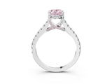 White gold Fancy Pink Oval  Brilliant Diamond Solitaire with Pavé Band and Four-Prong Setting 3