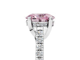 White gold Fancy Pink Oval  Brilliant Diamond Solitaire with Pavé Band and Four-Prong Setting 5