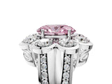 White gold Fancy Pink Oval  Brilliant Flower Halo Diamond Split Shank Ring_98