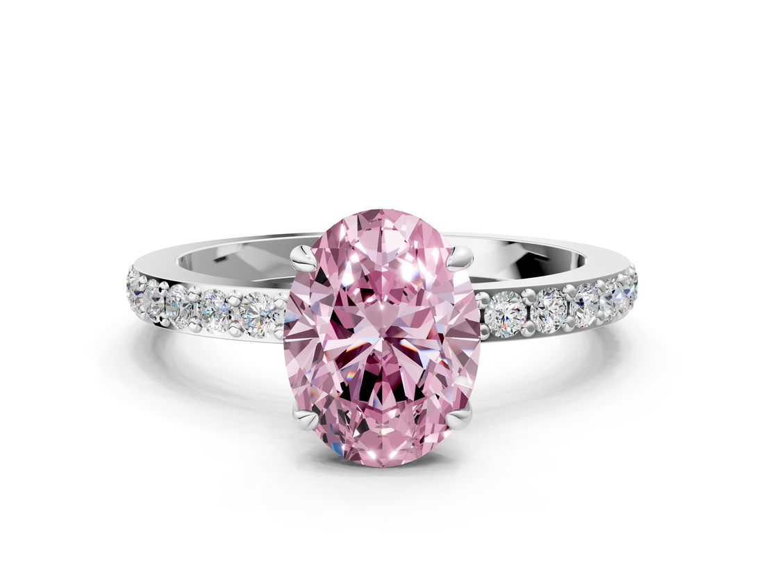 White gold Fancy Pink Oval  Brilliant Pavé Band Solitaire with Four-Prong Setting_41