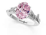 White gold Fancy Pink Oval  Brilliant Solitaire with Leaf Motif Band and Four-Prong Setting_63