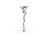 White gold Fancy Pink Oval  Brilliant Solitaire with Leaf Motif Band and Four-Prong Setting_64