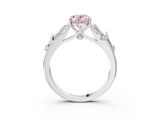 White gold Fancy Pink Oval  Brilliant Solitaire with Leaf Motif Band and Four-Prong Setting_64