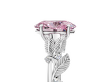 White gold Fancy Pink Oval  Brilliant Solitaire with Leaf Motif Band and Four-Prong Setting_66