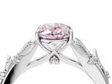 White gold Fancy Pink Oval  Brilliant Solitaire with Leaf Motif Band and Four-Prong Setting_66
