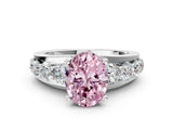 White gold Fancy Pink Oval  Brilliant Solitaire with Side Stones on a Pave Band and Four-Prong Setting_36