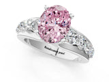 White gold Fancy Pink Oval  Brilliant Solitaire with Side Stones on a Pave Band and Four-Prong Setting_37