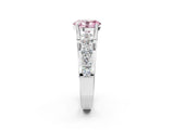 White gold Fancy Pink Oval  Brilliant Solitaire with Side Stones on a Pave Band and Four-Prong Setting_38