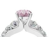 White gold Fancy Pink Oval  Brilliant Solitaire with Side Stones on a Pave Band and Four-Prong Setting_40