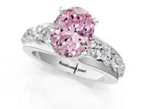 White gold Fancy Pink Oval  Brilliant Solitaire with Side Stones on a Pave Band and Four-Prong Setting_62