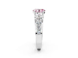 White gold Fancy Pink Oval  Brilliant Solitaire with Side Stones on a Pave Band and Four-Prong Setting_63