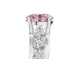 White gold Fancy Pink Oval  Brilliant Solitaire with Side Stones on a Pave Band and Four-Prong Setting_66