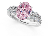 White gold Fancy Pink Oval  Cluster Diamond Engagement Ring with Pavé Band and Four-Prong Setting_64