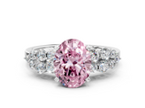 White gold Fancy Pink Oval  Cluster Diamond Engagement Ring with Pavé Band and Four-Prong Setting_65