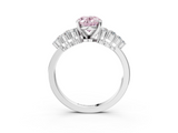 White gold Fancy Pink Oval  Cluster Diamond Engagement Ring with Pavé Band and Four-Prong Setting_66