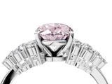 White gold Fancy Pink Oval  Cluster Diamond Engagement Ring with Pavé Band and Four-Prong Setting_79