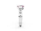 White gold Fancy Pink Oval Cut Brilliant Channel-Set Diamond Ring with Bezel Prong Setting_2