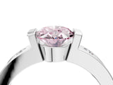 White gold Fancy Pink Oval Cut Brilliant Channel-Set Diamond Ring with Bezel Prong Setting_4
