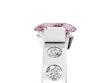 White gold Fancy Pink Oval Cut Brilliant Channel-Set Diamond Ring with Bezel Prong Setting_5