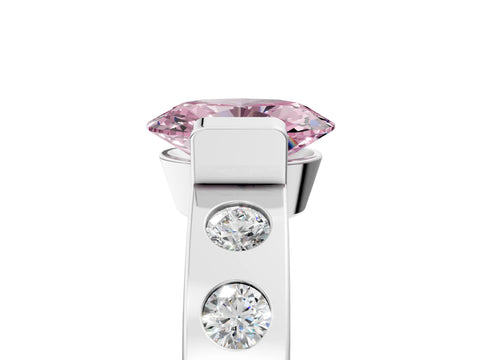 White gold Fancy Pink Oval Cut Brilliant Channel-Set Diamond Ring with Bezel Prong Setting_5