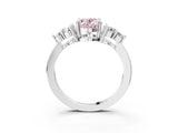 White gold Fancy Pink Oval Cut Brilliant Diamond Cluster Accent Solitaire Ring with Prong Setting_27