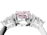 White gold Fancy Pink Oval Cut Brilliant Diamond Cluster Accent Solitaire Ring with Prong Setting_28