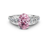 White gold Fancy Pink Oval Cut Brilliant Diamond Pavé Band with Six-Prong Setting_12
