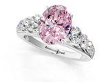 White gold Fancy Pink Oval Cut Brilliant Diamond Pavé Band with Six-Prong Setting_13